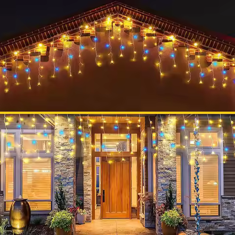 6M/12M LED Icicle String Lights Icicle Fairy Light Outdoor Garland For Christmas New Year Party Wedd