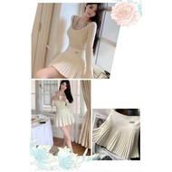 21321 LCR mike PIN PLEATED MINI SKIRT WITH SHORT / Mini PLEATED SKIRT WITH Lining Pants + miku brooc