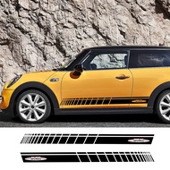2pcs Car Door Side Skirt JCW Decal Stickers Racing Stripes Decoration For MINI John Cooper Works R56