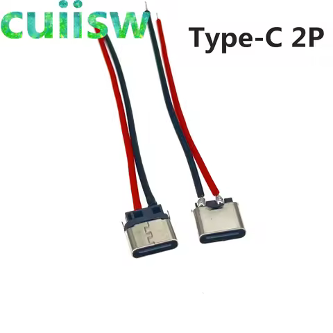 USB JACK Type-C 2Pin 2P Welding Wire Female Connector 180 Degree For Mobile Phone Charging Port Char