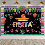 Fiesta Backdrop Fiesta Birthday Party Backdrops Decoration Cactus Balloons Floral Color Stripes Bann