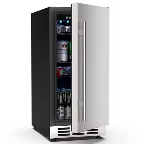15 Inch Outdoor Beverage Fridge Stainless Steel Beverage Cooler Under-counter Beer Fridge Indoor/Out