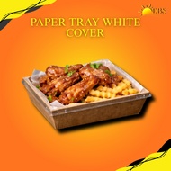 PAPER TRAY WHITE COVER , BEKAS MAKANAN JENIS KERTAS PAKAI BUANG