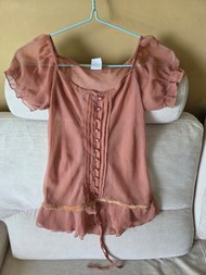 粉色雪紡上衣