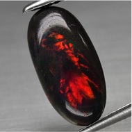 1.65ct 12.8x6.3mm Oval Cab Natural Floral Flash Play-Of-Color Crystal Black Opal Ethiopia #tg