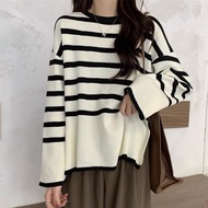 2-color women's daily striped design knit LK-G015