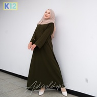 Abaya Muslimah Elegan Kaftan Polos Warna Pastel/Abu Tua/Hijau Muda/Kacang/Hitam - Free Size