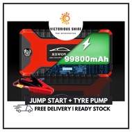 99800mAh 12V Jumpstart Car Jumper Powerbank with Tyre Air Pump Starter Booster Portable USB Charger