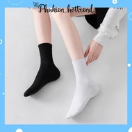 Men's and Women's Cotton High Collar White Black Stretch Socks DT3 phanngoc03
