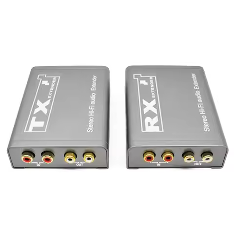 2 Channel Bi-directional RCA Audio Extender over IP RJ45 Cat6 Cable 200M RCA Audio IP Extender Conve