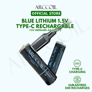 Arccoil Blue Lithium 1.5V Rechargeable Batteries 2800mWh (Comes with USB Charger)