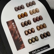Set Ahlin cateye Brown ชาร์ทโค้ง 10 สี สีเจล เล็บเจล