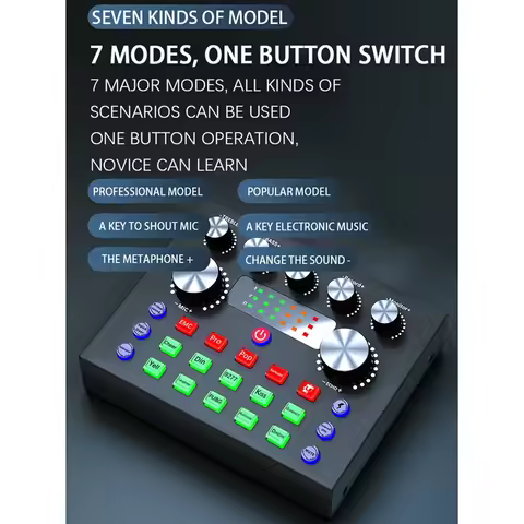 V8S Live External Sound Card Voice Changer Sound Card With Multiple Sound Effects For Live Recording