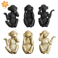 [utruiut0k] 3Pcs Resin Monkey Figurine Miniature Monkey Statue for Bar Cabinet Decor