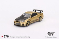 ** Đặt hàng trước ** Mini GT 1:64 Nissan skvline GT-R (R34) Xe mô hình đúc khuôn bí mật hàng đầu