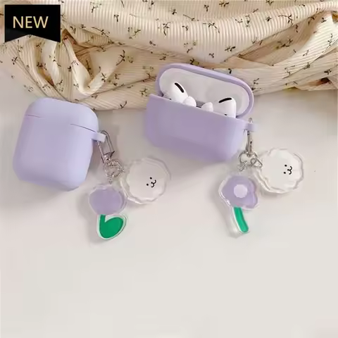 For apple airpod 4 Case airpod pro 2 cover Luxury Cute bear /tulips Flower Silicone earphone cover A