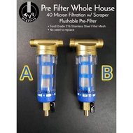 Pre Filter for Whole House 40 Micron Filtration SS316 Reusable Filter Mesh Spin-down - with Scraper