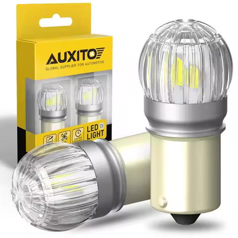 AUXITO 2Pcs 1156 BA15S P21W LED Bulb Signal Lamp Reverse Lights Tail 6000K White Yellow For Skoda Au