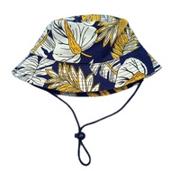 Bucket Hat with Strap for Boys and Girls Baseball Snapback with London Leaf Motif, Ice Flower, Full 