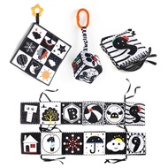 Buku Kain Bumper Buaian Hitam dan Putih yang baru lahir dengan Mainan Buaian Buku Kain Bayi Tahan Bu