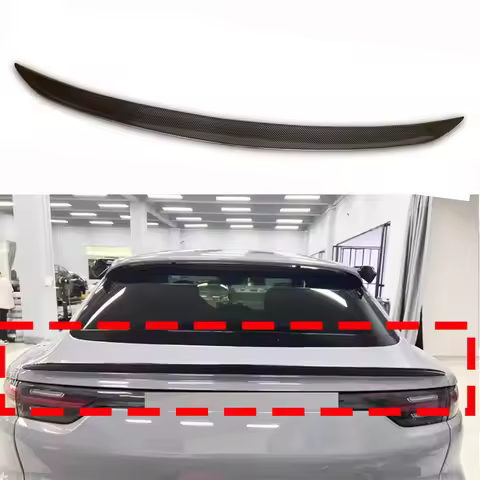 Real Carbon Fiber Rear Middle Spoiler Trunk Wing Stick-on for Porsche Cayenne Coupe 2020-2024