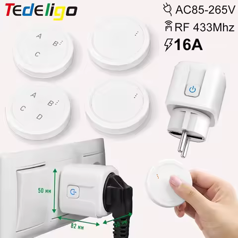 RF 433MHz Wireless Remote Control 220V 110V Relay Receiver Smart Socket Electric Plug Electrical Out
