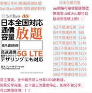 au/SoftBank日本放題上網卡 不限速不限量SIM卡 無限上網卡 日本上網卡 可選Esim版