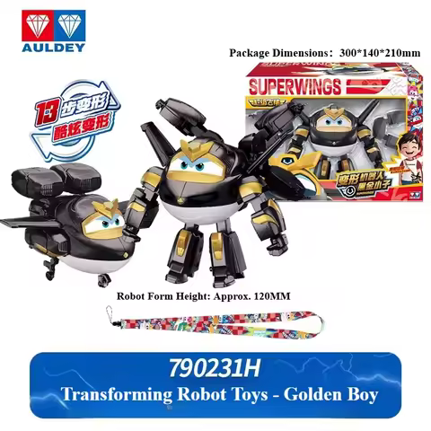 AULDEY Original Super Wings Season 19 Large Transforming Robot Toys - Golden Boy & Jett - Perfect Fe