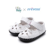 [Genuine Leather] Freycoo - White Evelyn Infant Shoes, Premium Soft Sole, Ultimate Comfort | Size  M