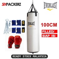 Everlast Punching Bag Training 100cm MuayThai Boxing Leather FILLED