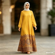 Muslimah ชุดเดรสยาวพิมพ์ลายดอกไม้ - โหมดทรงหลวมสไตล์ Abaya Jubah พร้อมแขนยาวชุดลําลองทุกวันสําหรับผู