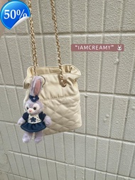 2025 New IAC Nylon Quilted Chain Bag Dragon Heart Style Cotton Cream Drawstring Bag Small Bucket Bag