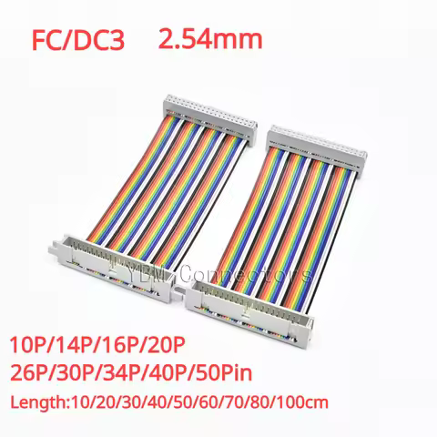 FC to DC3 2.54MM Pitch IDC Color Flat Cable LED Screen Connection JTAG Download Line 10/20/40/60/80/