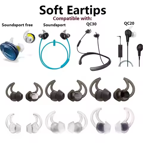 Silicone Ear tips For Bose QuietComfort QC30 QC20,SoundSport,soundsport free In-ear Earphones Ear bu
