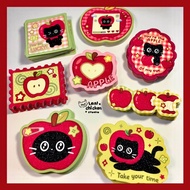 Apple cat Glitter sticker | Apple DIE CUT sticker | Apple sticker