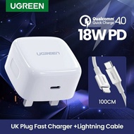 [ Combo USB C to Lighting Cable ] UGREEN iPhone 18W PD Fast USB Charger Quick Charge 4.0 3.0 Charger