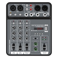 Bộ Trộn Âm Thanh 4 Kênh Với Nguồn Phantom 48V USB Bluetooth DJ Studio Trộn Âm Thanh Cho Karaoke
