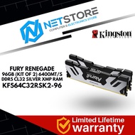 KINGSTON FURY RENEGADE 96GB (KIT OF 2) 6400MT/S DDR5 CL32 SILVER XMP RAM - KF564C32RSK2-96