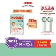 [Bundle of 6] HUGGIES AirSoft Pants M38/L30/XL26/XXL20 (Jumbo Pack) - Breathable and Soft Premium Di