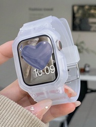 1入組男女透明殼+TPU錶帶，適用於Apple Watch Series 8 7 6 5 4 3 2 1 SE時尚運動手錶，可替換40mm帶42mm 41mm 38mm 44mm 45mm，智能手錶錶帶兼容Apple Watch帶手鍊腕帶兼容Apple Watch帶配件