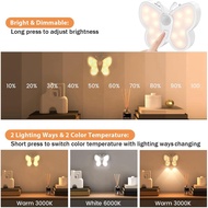 Bright Dimmable Butterfly LED Night Light Smart Motion Sensor with Spotlight and 2 Color Temperature