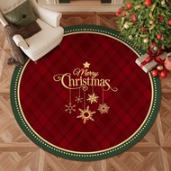 Christmas Themed Floor Rugs Circular Non-Slip Floor Mats Gingerbread Man Carpets