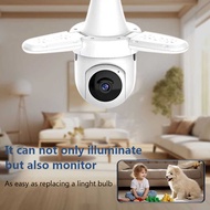Wireless Lamp Holder Surveillance Camera 360 Degree Panoramic Intelligent HD Three-Blade Fan Type Su