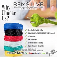 BEMS 0.75mm Squared 100% Oxygen-Free Pure Copper Wire Stranded Heavy Duty QVR/RV Multi-Application