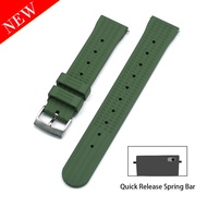 Premium Grade FKM Rubber Strap 20mm 22mm Waterproof Diving Quick Release Waffle Watchbands