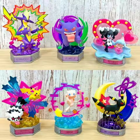Re-Ment PokéMon Neon Party Collection Pikachu&Galar Jiguzaguma Mew Strinder Bracky Gangar Gothimiru&
