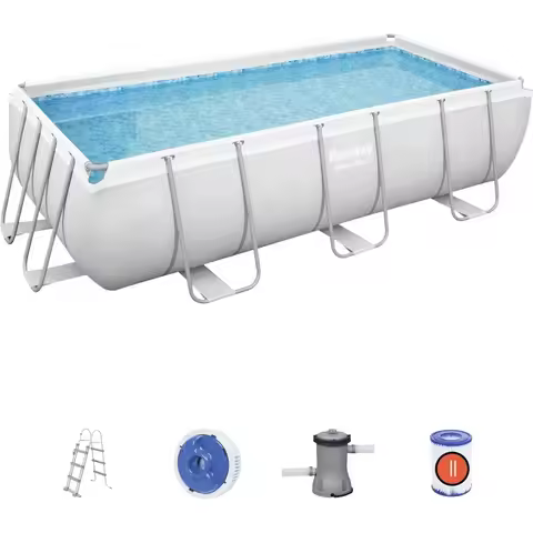 Above Ground Pool 404 x 201 x 100 cm Bestway Rectangular Power Steel™ Tubular Pool