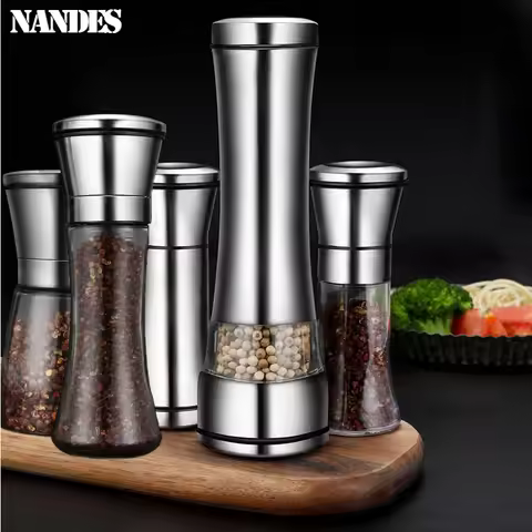 Salt Pepper Mill Stainless Steel Manual Salt Pepper Mill Adjustable Pepper Seasoning Bottle Spice Gr