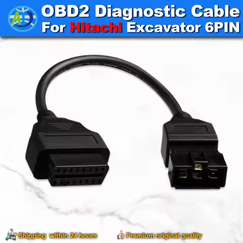 Excavator Diagnostic Cable for Hitachi 4Pin/6Pin to OBD2 Adapter Heavy Machinery Excavator OBD Conne