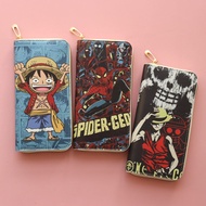 Men's Cartoon Long Wallet Large Capacity Zipper Student Teenagers Children One Piece Spider-Man Handsome Wallet